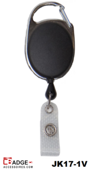 Kunststof karabijn badge-jojo comfortabel door zijn platte behuizing solid zwart