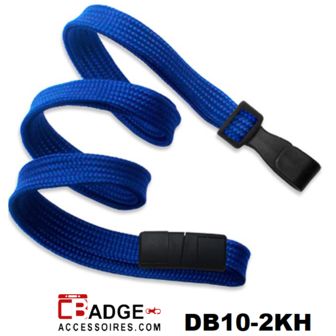 Lanyard 10 mm. Brede kunststof no twist haak blauw