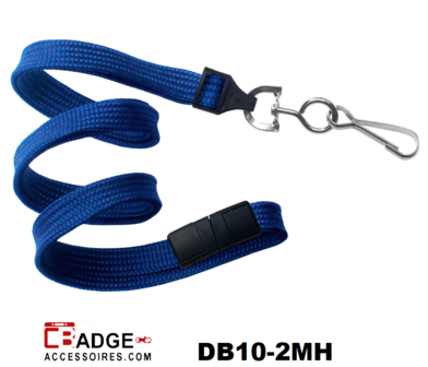 10 mm breed lanyard voorzien van veiligheidssluiting en metalen draaihaak koningsblauw