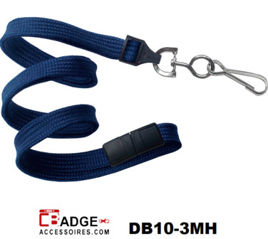 10 mm breed lanyard voorzien van veiligheidssluiting en metalen draaihaak marine blauw