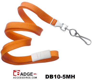 10 mm breed lanyard voorzien van veiligheidssluiting en metalen draaihaak oranje