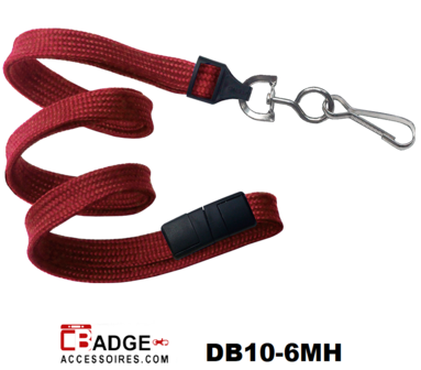 10 mm breed lanyard voorzien van veiligheidssluiting en metalen draaihaak rood