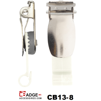 Wit Badgeclip Excellent met metalen bretelclip en een hard ABS kunststof bevestiging voor badgehouder of kaart met clipgleuf