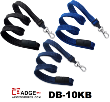 Keycord is 10 mm breed en 914 mm lang en voorzien van knip karabijn haak en veiligheidssluiting.