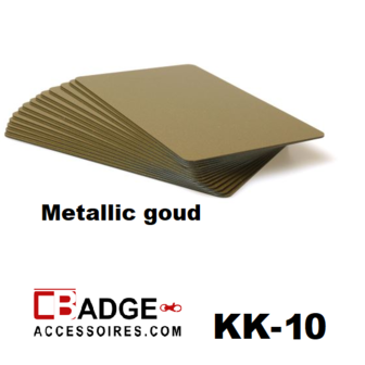 Solid metalliek goud dubbelzijdig gekleurde kunststof PVC kaart in creditkaart formaat. dikte 0.76 mm