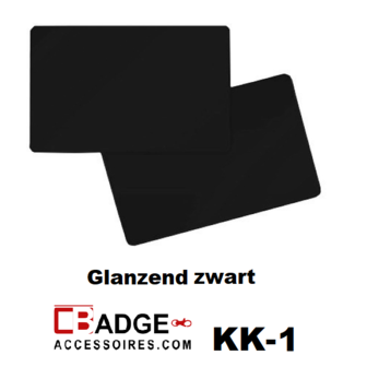 Glanzend zwart dubbelzijdig gekleurde kunststof PVC kaart in creditkaart formaat. dikte 0.76 mm