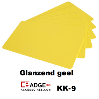 Solid geel dubbelzijdig gekleurde kunststof PVC kaart in creditkaart formaat. dikte 0.76 mm