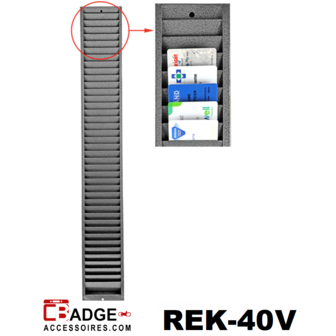 Kaartenrek van roestbestendig metaal waarin 40 kaarten verticaal in geplaatst kunnen worden  