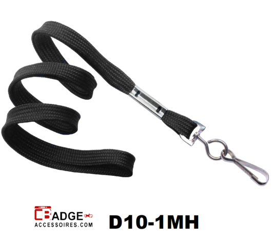 Zwart buisvormig gevlochten lanyard functioneel, licht en comfortabel in dragen. Draagkoord is 10 mm breed en 914 mm lang voorz