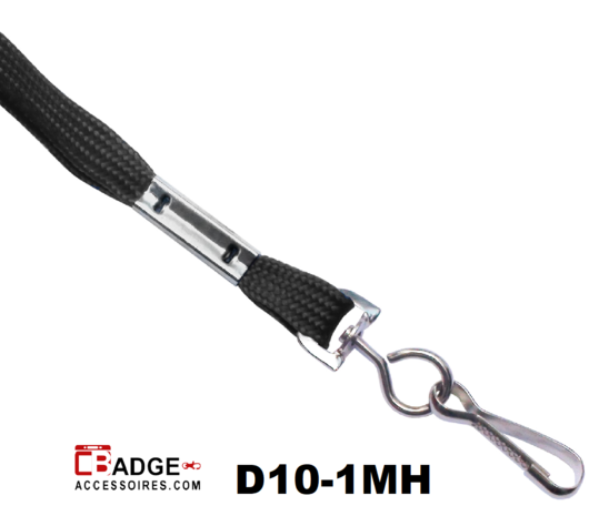 Lanyard 10 mm met metalen haak zwart