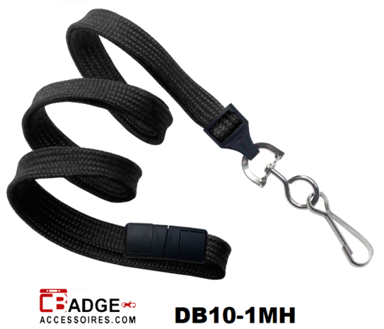 10 mm breed lanyard voorzien van veiligheidssluiting en metalen draaihaak zwart