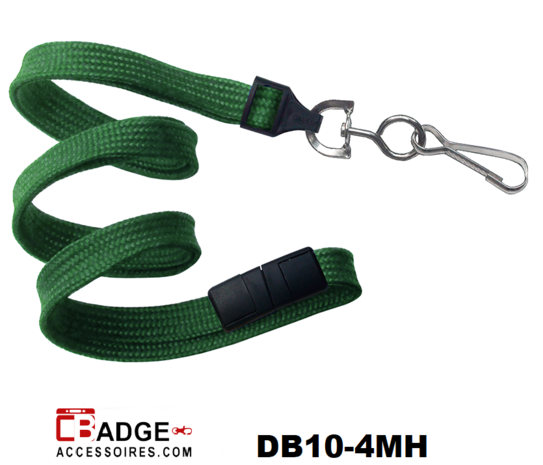 10 mm breed lanyard voorzien van veiligheidssluiting en metalen draaihaak groen