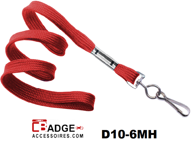 Rood 10 mm draagkoord voorzien van metalen haak. Lengte keycord is 914 mm. (Let op GEEN veiligheidssluiting!)