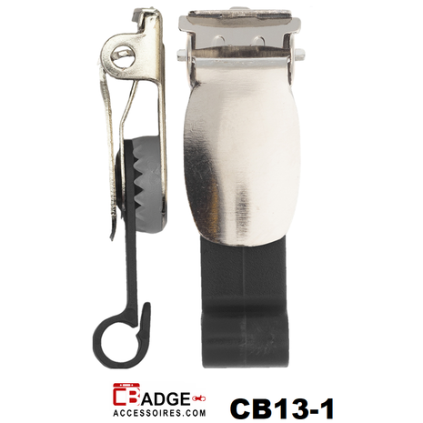 Badgeclip Excellent met metalen bretelclip en een hard ABS kunststof bevestiging voor badgehouder of kaart met clipgleuf