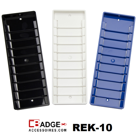 Rek-10 Kunststof pasjesrek geschikt voor 10 kaarten zwart, blauw en wit