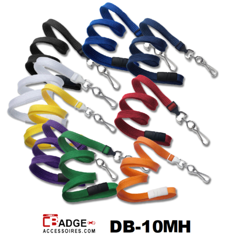 Zacht dubbel gevlochten draagkoord / lanyard 10 mm breed met metalen draaihaak en veiligheidssluiting