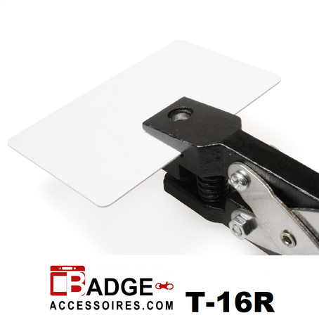 Perforator tang met variabel en precies in te stellen schroefbare aanslag om precies kunststof kaart te perforeren rond clipgat