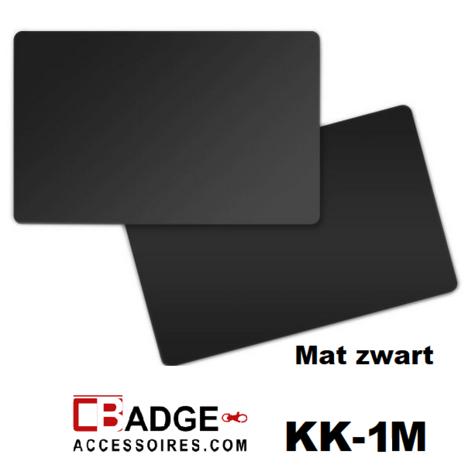 Mat zwart dubbelzijdig gekleurde kunststof PVC kaart in creditkaart formaat. dikte 0.76 mm