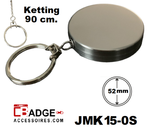 Metaal Jojo MAXI (52 x 10 mm) ketting 90 cm & sleutelring chroom