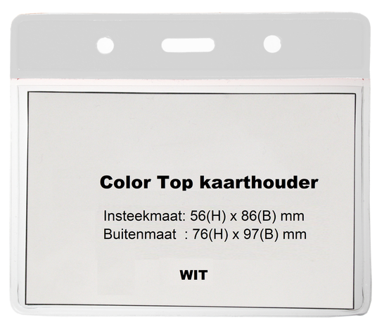 Zachte vinyl kaarthouder met witte gekleurde strook voor snelle herkenning kaart horizontaal gedragen