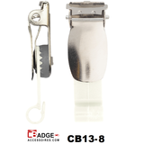 Wit Badgeclip Excellent met metalen bretelclip en een hard ABS kunststof bevestiging voor badgehouder of kaart met clipgleuf