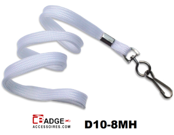 Lanyard 10 mm met metalen haak wit