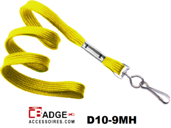 Lanyard 10 mm met metalen haak geel