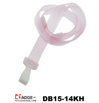 Metaalvrije lanyard 16 mm vinyl brede kunststof haak en veiligheidssluiting doorschijnend roze